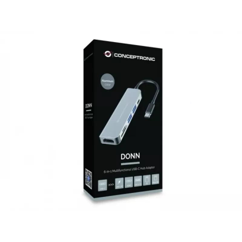Conceptronic DONN02G stacja dokująca/replikator portów do laptopa USB 3.2 Gen 1 (3.1 Gen 1) Type-C Aluminium