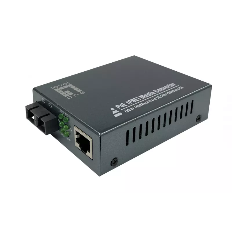 LevelOne RJ45 do SC Gigabit Media Converter, PoE PSE, jednomodowy GVT-2014