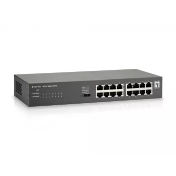 LevelOne 16-portowy przełącznik Gigabit, Gigabit Ethernet (10/100/1000), pełny dupleks, montaż w szafie rack