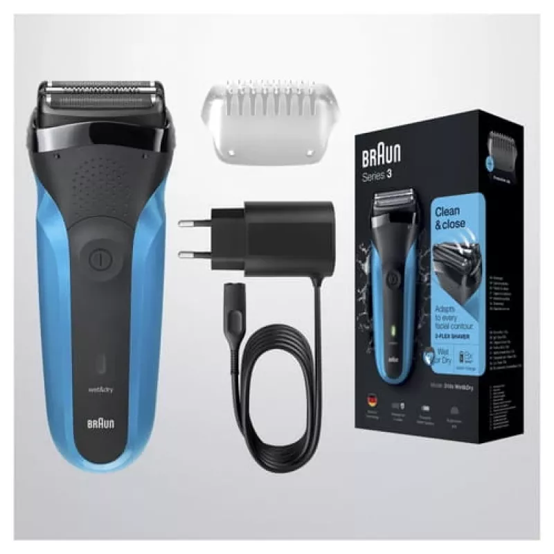 Braun Series 3 310s Golarka foliowa Trymer Czarny, Niebieski