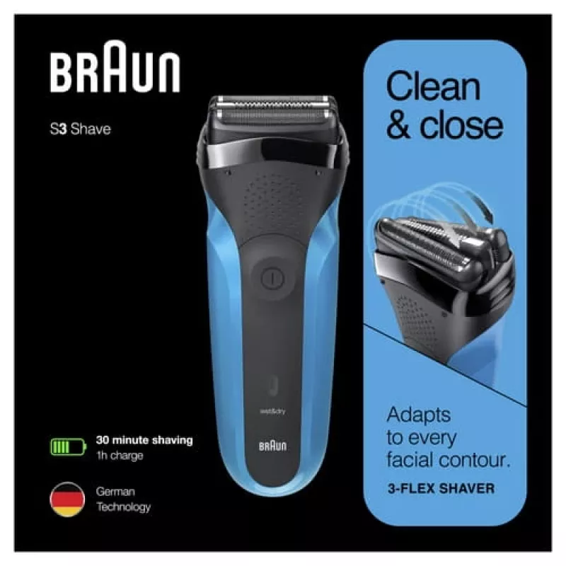 Braun Series 3 310s Golarka foliowa Trymer Czarny, Niebieski