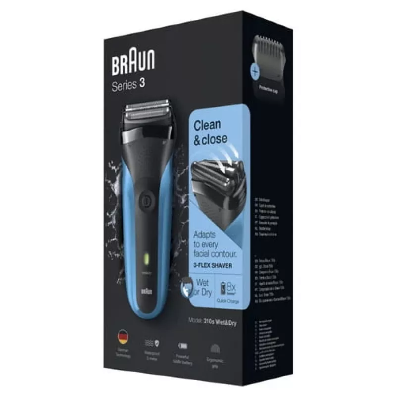 Braun Series 3 310s Golarka foliowa Trymer Czarny, Niebieski