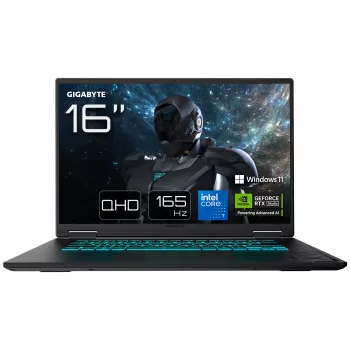 GIGABYTE GAMING A16 PRO DYHG5DECC4SH laptop Intel Core 7 240H 40.6 cm (16 cali) Quad HD+ 32 GB LPDDR5x-SDRAM 1 TB SSD NVIDIA® GeForce RTX™ 5080 Laptop GPU Wi-Fi 6E (802.11ax) Windows 11 Home Czarny