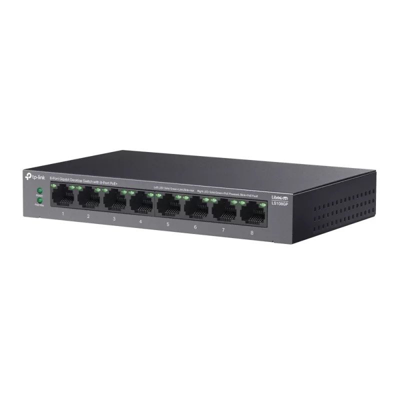 TP-Link LiteWave 8-portowy przełącznik Gigabit biurkowy z 8 portami PoE+