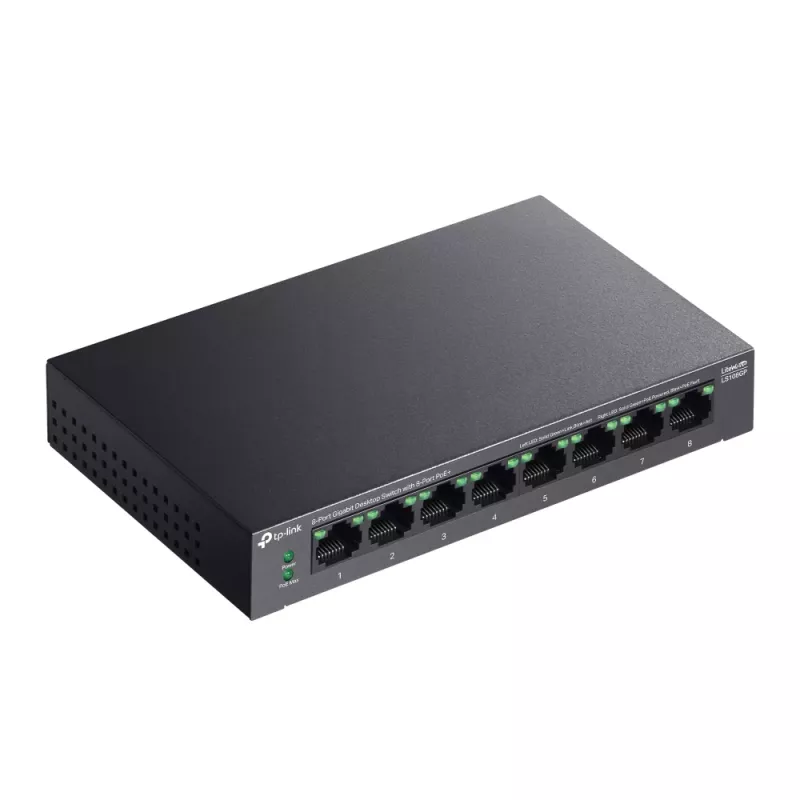 TP-Link LiteWave 8-portowy przełącznik Gigabit biurkowy z 8 portami PoE+