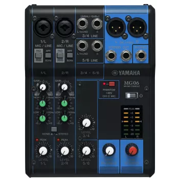 Yamaha MG06 mikser audio 6 kanałów Czarny