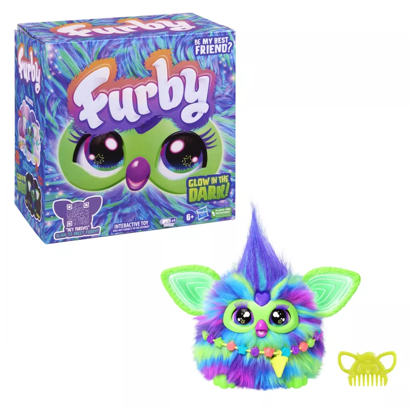 Interaktywna zabawka HASBRO Furby Aurora Furbealis — zmieniające kolor oczy, interaktywny pupil