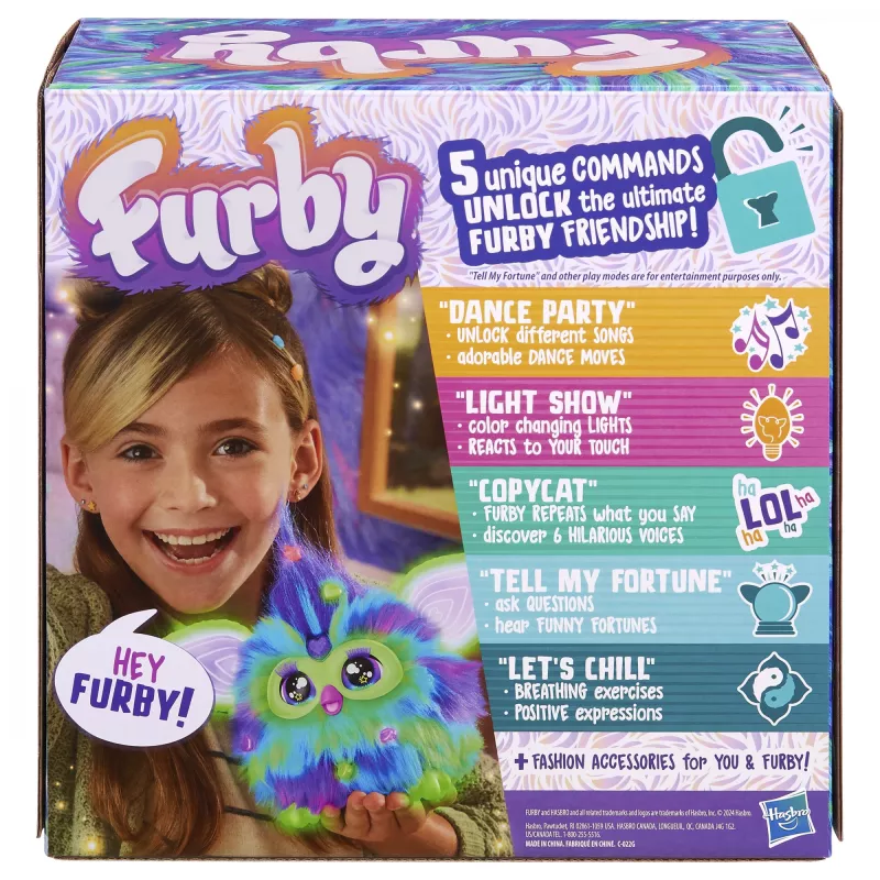 Interaktywna zabawka HASBRO Furby Aurora Furbealis — zmieniające kolor oczy, interaktywny pupil