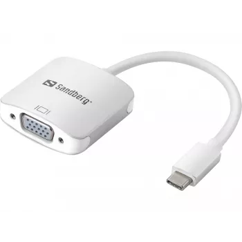 Sandberg USB-C do VGA Link, USB Typ-C, VGA (D-Sub), Męski, Żeński, 1920 x 1080 (HD 1080), 2048 x 1152, 1080p