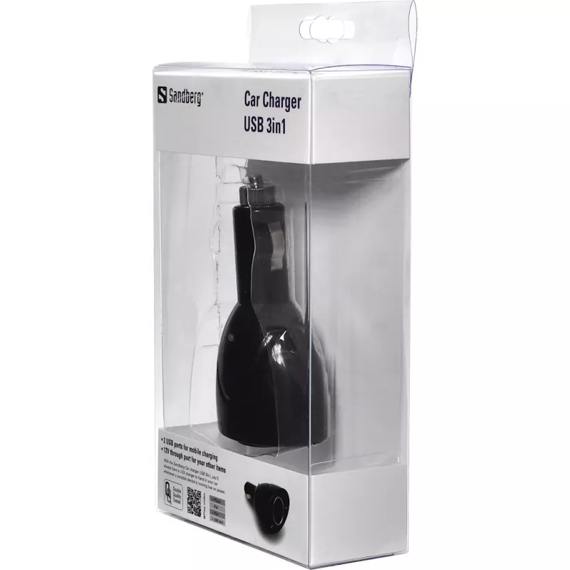 Sandberg Car Charger USB 3in1, Auto, Zapalniczka samochodowa, 5 V, Czarny