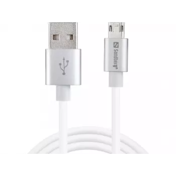 Sandberg MicroUSB Reversible kabel 1m, 1 m, USB A, Micro-USB A, Srebrny, Biały