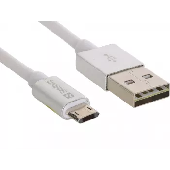 Sandberg MicroUSB Reversible kabel 1m, 1 m, USB A, Micro-USB A, Srebrny, Biały