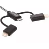 Kabel Sandberg 3in1 Lightning+MicroUSB+USB-C 1m, 1 m, Micro-USB A, USB A, męski/męski, czarny, szary