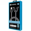Kabel Sandberg 3in1 Lightning+MicroUSB+USB-C 1m, 1 m, Micro-USB A, USB A, męski/męski, czarny, szary