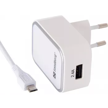 Sandberg AC Charger EU Micro USB 2.4A, Indoor, AC, 5 V, biały