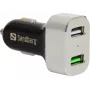 Ładowarka samochodowa Sandberg 1xQC 3.0+1xUSB2.4A, Auto, Gniazdo zapalniczki, 12 V, Aluminium, Czarny