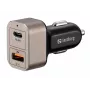 Sandberg Car Charger 1xQC3.0+1xUSBC 24W, Auto, Cigar lighter, 12 V, Czarny, szary