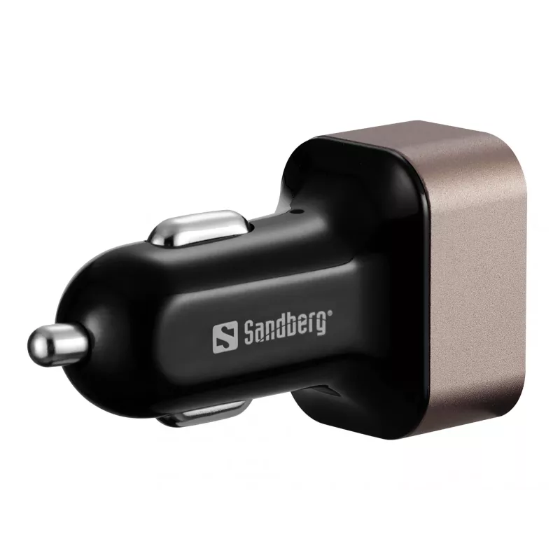 Sandberg Car Charger 1xQC3.0+1xUSBC 24W, Auto, Cigar lighter, 12 V, Czarny, szary