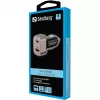 Sandberg Car Charger 1xQC3.0+1xUSBC 24W, Auto, Cigar lighter, 12 V, Czarny, szary