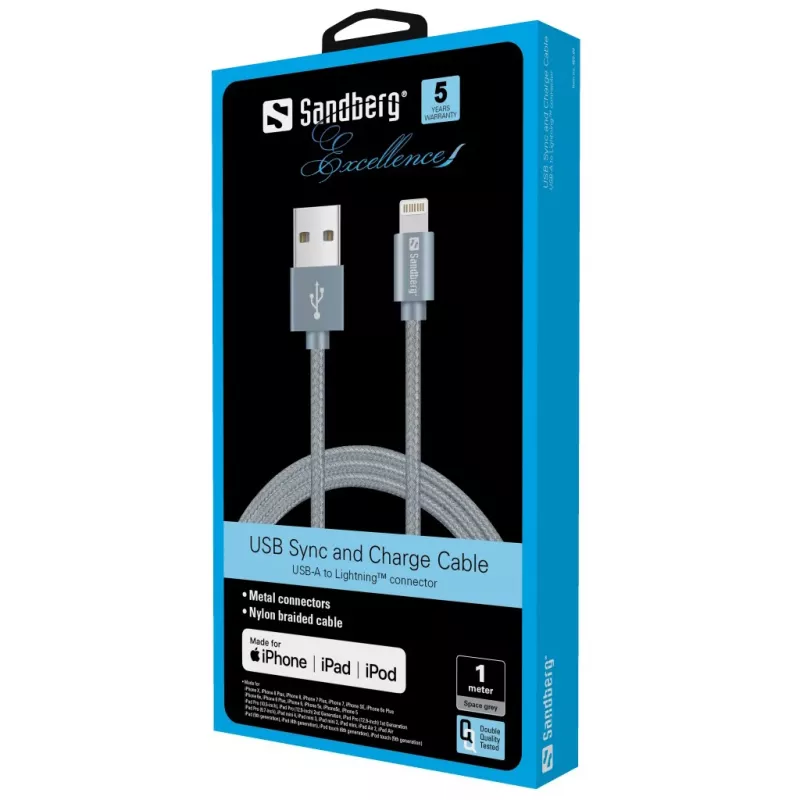 Sandberg Excellence Lightning Szary 1m