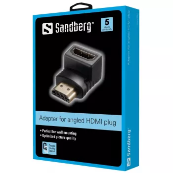 Sandberg HDMI 2.0 kątowa przejściówka, HDMI, HDMI, Czarny