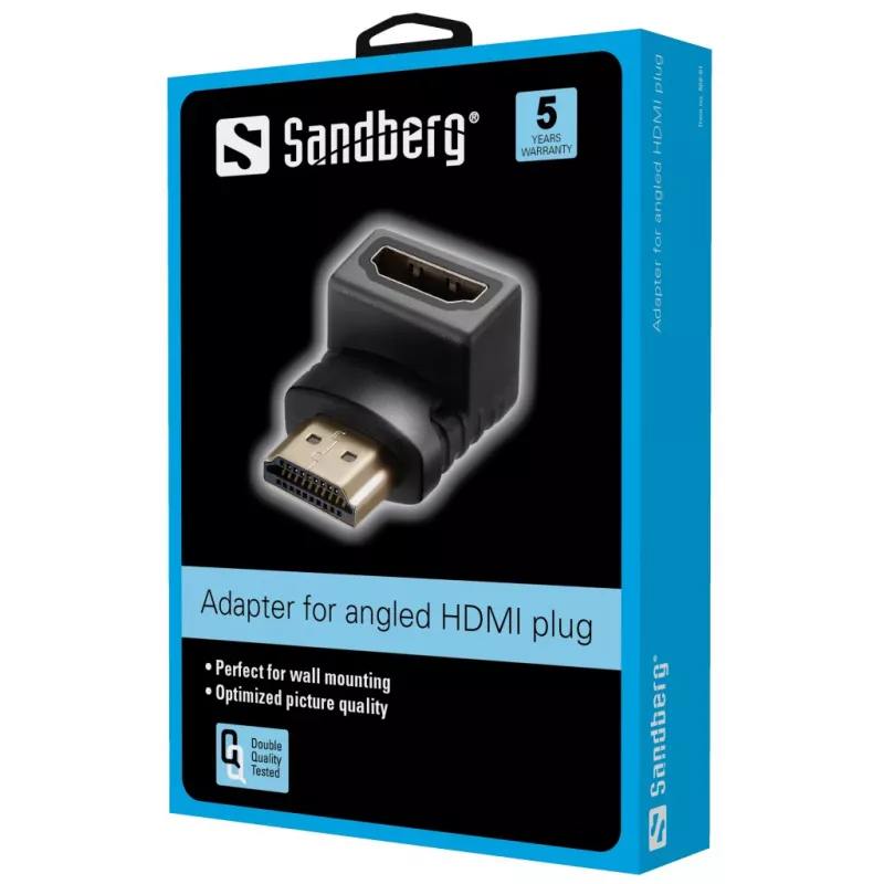 Sandberg HDMI 2.0 kątowa przejściówka, HDMI, HDMI, Czarny