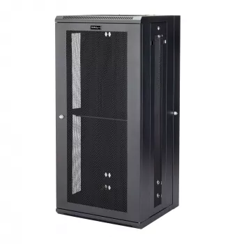 StarTech.com 4-słupkowa 26U wisząca szafa sieciowa z półką 1U, 19-calowa uchylna szafa serwerowa do montażu na ścianie dla sprzętu danych / AV / elektronicznego / komputerowego, elastyczna wentylowana obudowa rack