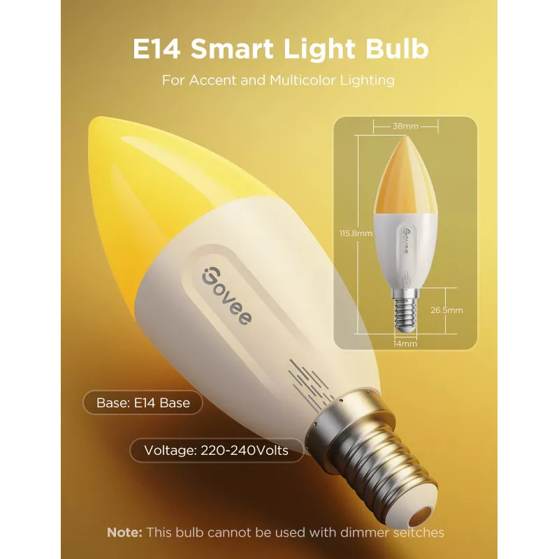 Żarówka LED Govee B600CCC1 RGBWW E14 2-pak — inteligentne światło z regulacją kolorów, ciepłe do zimnego białego