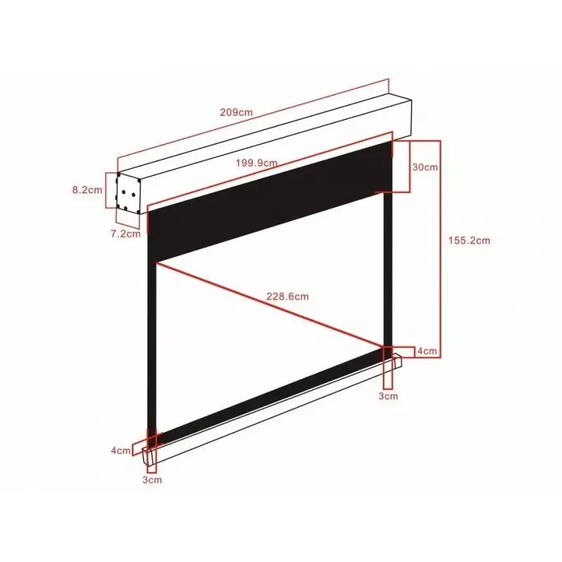 Zmotoryzowany ekran projekcyjny MULTIBRACKETS M 16:10 90 cali (widoczny 193,9×121,2 cm) Matowa biel, czarno-biały