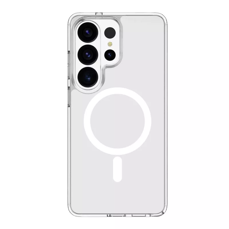 Cellularline Clear Mag - Galaxy S26 Ultra Ultra-wytrzymałe przezroczyste etui z gumową krawędzią, kompatybilne z ekosystemem Qi2 i akcesoriami magnetycznymi, zabezpieczone przed żółknięciem.