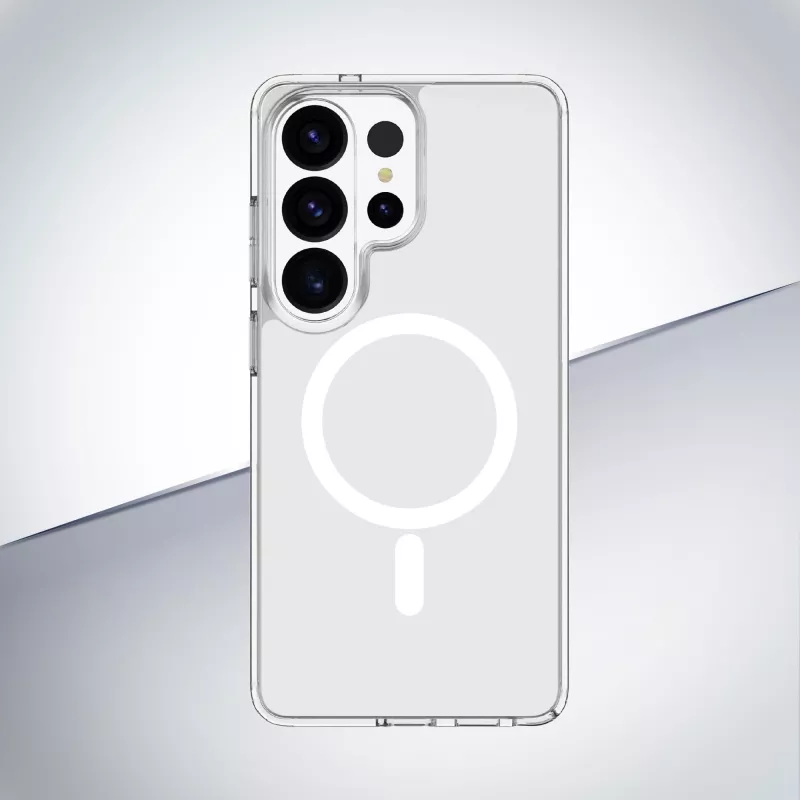 Cellularline Clear Mag - Galaxy S26 Ultra Ultra-wytrzymałe przezroczyste etui z gumową krawędzią, kompatybilne z ekosystemem Qi2 i akcesoriami magnetycznymi, zabezpieczone przed żółknięciem.