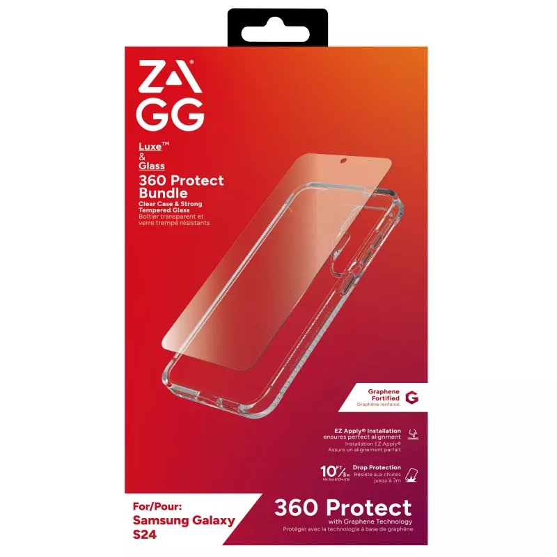 ZAGG Luxe & Glass 360 Bundle Galaxy S24, pokrowiec, Samsung, Galaxy S24, 15.8 cm (6.2 cala), przezroczysty
