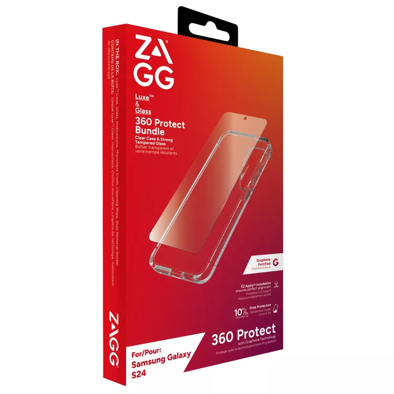 ZAGG Luxe & Glass 360 Bundle Galaxy S24, pokrowiec, Samsung, Galaxy S24, 15.8 cm (6.2 cala), przezroczysty