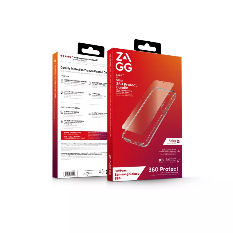 ZAGG Luxe & Glass 360 Bundle Galaxy S24, pokrowiec, Samsung, Galaxy S24, 15.8 cm (6.2 cala), przezroczysty