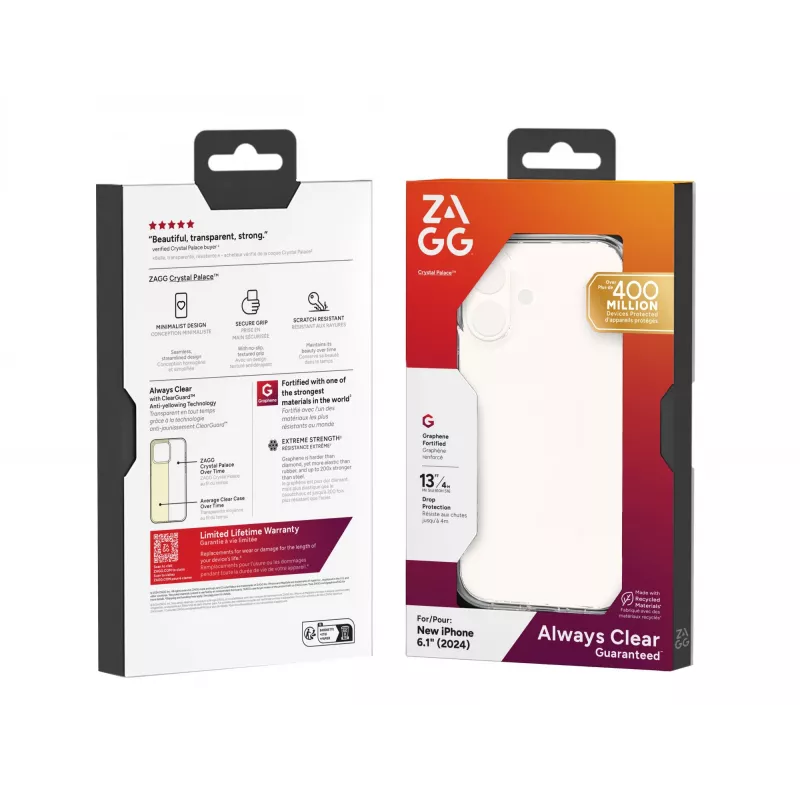 ZAGG Cases Crystal Palace Apple iPhone 16 Clear, etui, Apple, iPhone 16, 15,5 cm (6.1 cala), przezroczysty