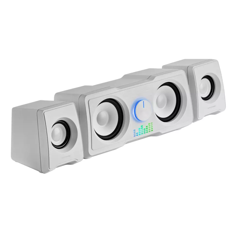 Mars Gaming MS22W Kompaktowe głośniki gamingowe 2.2 RGB Flow z subwooferem + 4 aktywne przetworniki DSP Dźwięk 35 W Białe