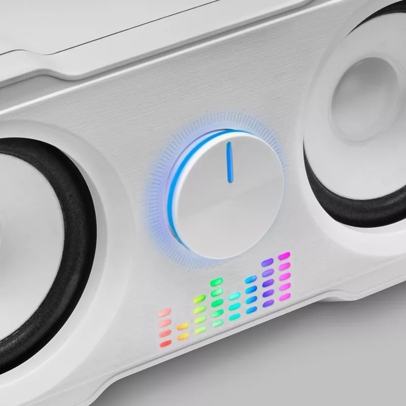 Mars Gaming MS22W Kompaktowe głośniki gamingowe 2.2 RGB Flow z subwooferem + 4 aktywne przetworniki DSP Dźwięk 35 W Białe