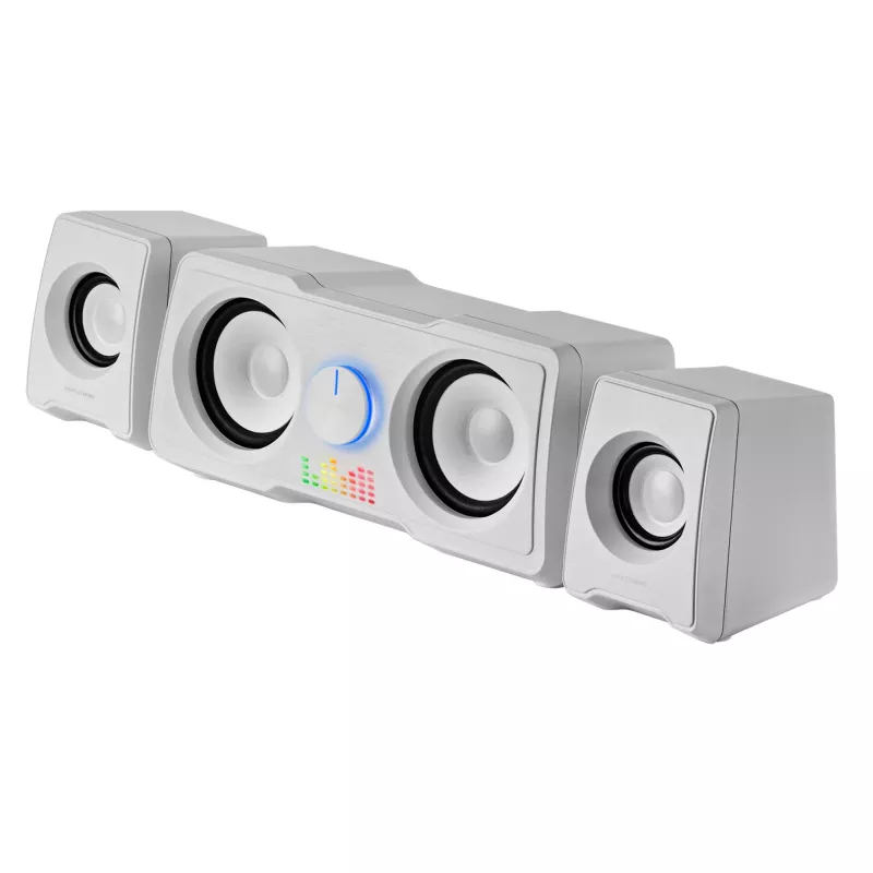 Mars Gaming MS22W Kompaktowe głośniki gamingowe 2.2 RGB Flow z subwooferem + 4 aktywne przetworniki DSP Dźwięk 35 W Białe