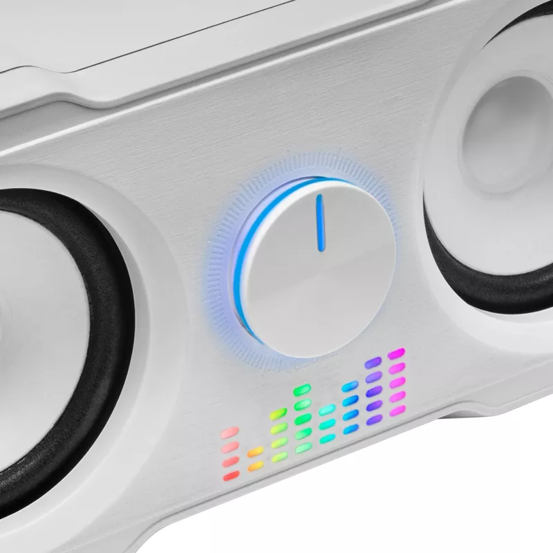 Mars Gaming MS22W Kompaktowe głośniki gamingowe 2.2 RGB Flow z subwooferem + 4 aktywne przetworniki DSP Dźwięk 35 W Białe