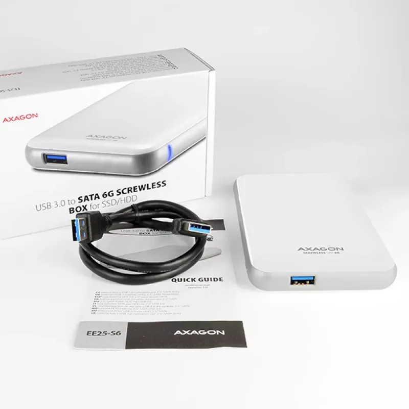 AXAGON EE25-S6 - HDD / SSD-Gehäuse - 2.5 Zoll - SATA - Serial ATA II - Serial ATA III - 5 Gbit/s - USB Konnektivität - Weiß