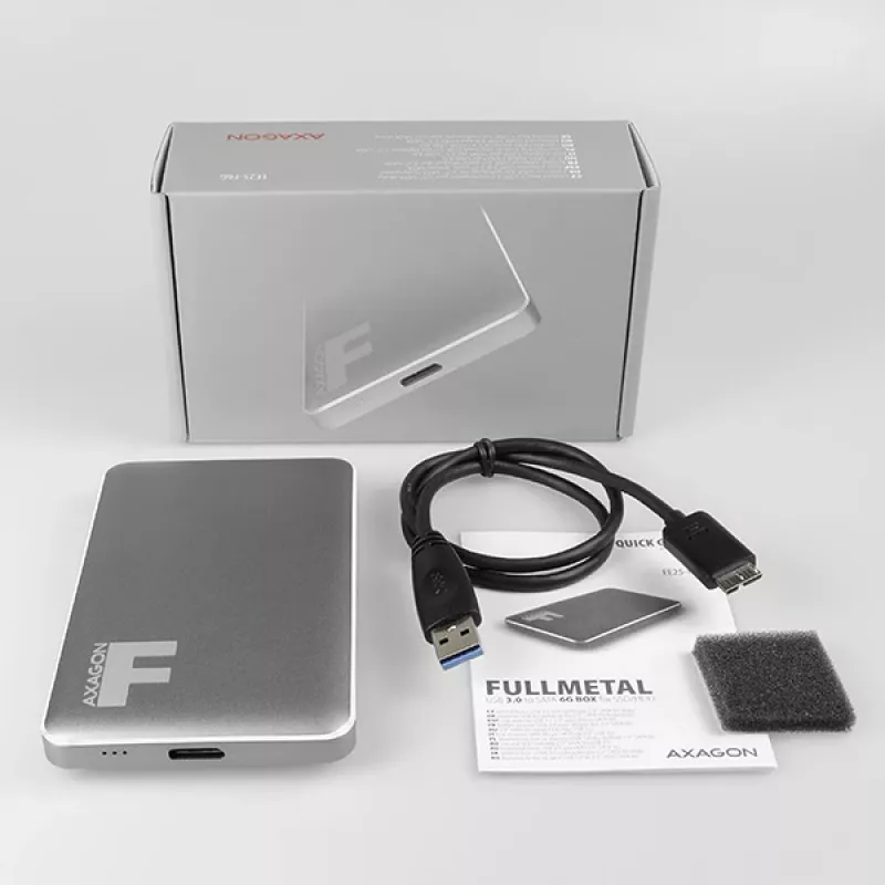 AXAGON EE25-F6G - HDD / SSD-Gehäuse - 2.5 Zoll - SATA - Serial ATA II - Serial ATA III - 5 Gbit/s - USB Konnektivität - Grau