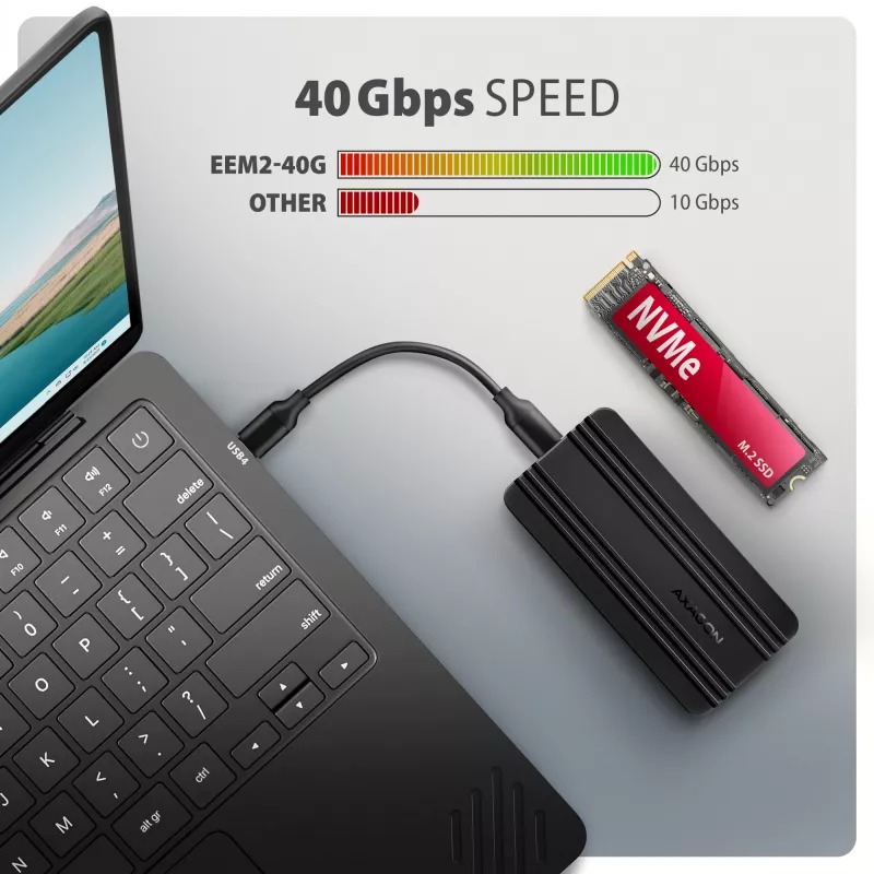 Axagon EEM2-40G USB-C 40Gbps M.2 NVMe obudowa SSD, aluminiowa pancerna