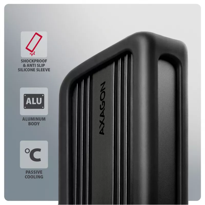 Axagon EEM2-40G USB-C 40Gbps M.2 NVMe obudowa SSD, aluminiowa pancerna