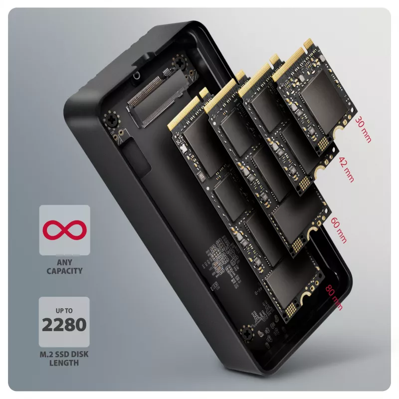 Axagon EEM2-40G USB-C 40Gbps M.2 NVMe obudowa SSD, aluminiowa pancerna