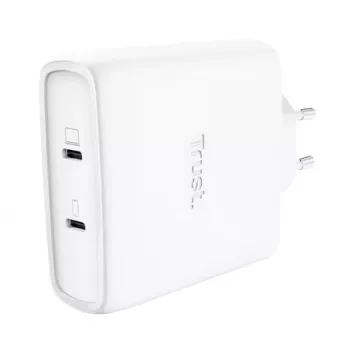 Ładowarka TRUST Maxo 100W 2-Port USB-C GaN — 100 W, 2x USB-C, maks. 20 V, AC wewnętrzna, kabel 2 m, biała
