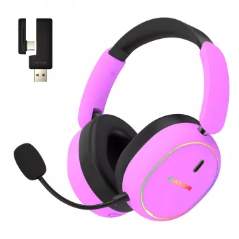 Zestaw słuchawkowy HATOR Phoenix 2 Wireless Przewodowy i bezprzewodowy Nagłowny Gamingowy USB Typu-C / USB Typ-A Bluetooth Fioletowy