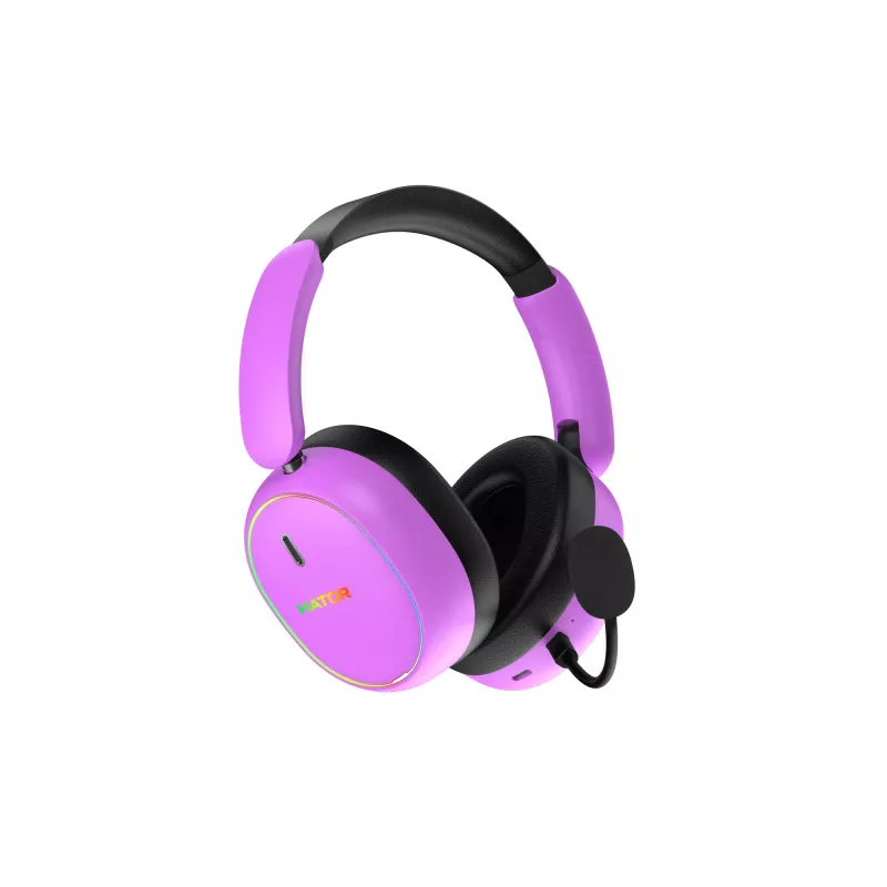 Zestaw słuchawkowy HATOR Phoenix 2 Wireless Przewodowy i bezprzewodowy Nagłowny Gamingowy USB Typu-C / USB Typ-A Bluetooth Fioletowy