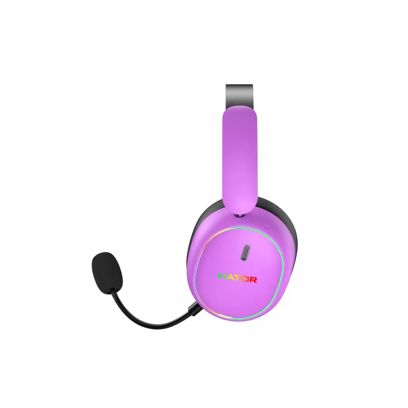 Zestaw słuchawkowy HATOR Phoenix 2 Wireless Przewodowy i bezprzewodowy Nagłowny Gamingowy USB Typu-C / USB Typ-A Bluetooth Fioletowy