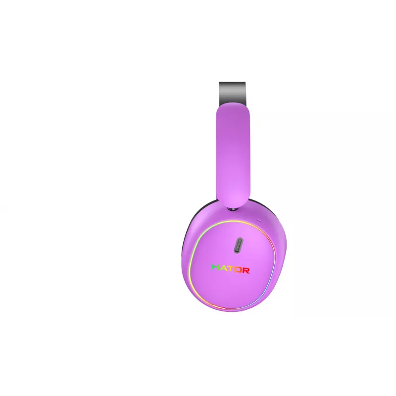 Zestaw słuchawkowy HATOR Phoenix 2 Wireless Przewodowy i bezprzewodowy Nagłowny Gamingowy USB Typu-C / USB Typ-A Bluetooth Fioletowy