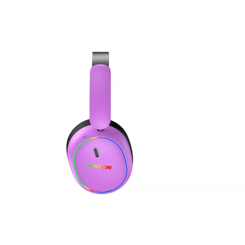Zestaw słuchawkowy HATOR Phoenix 2 Wireless Przewodowy i bezprzewodowy Nagłowny Gamingowy USB Typu-C / USB Typ-A Bluetooth Fioletowy